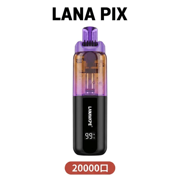 2026年LANA PIX閃光彈20000口電子煙配備LED電量顯示螢幕與Mesh霧化技術示意圖